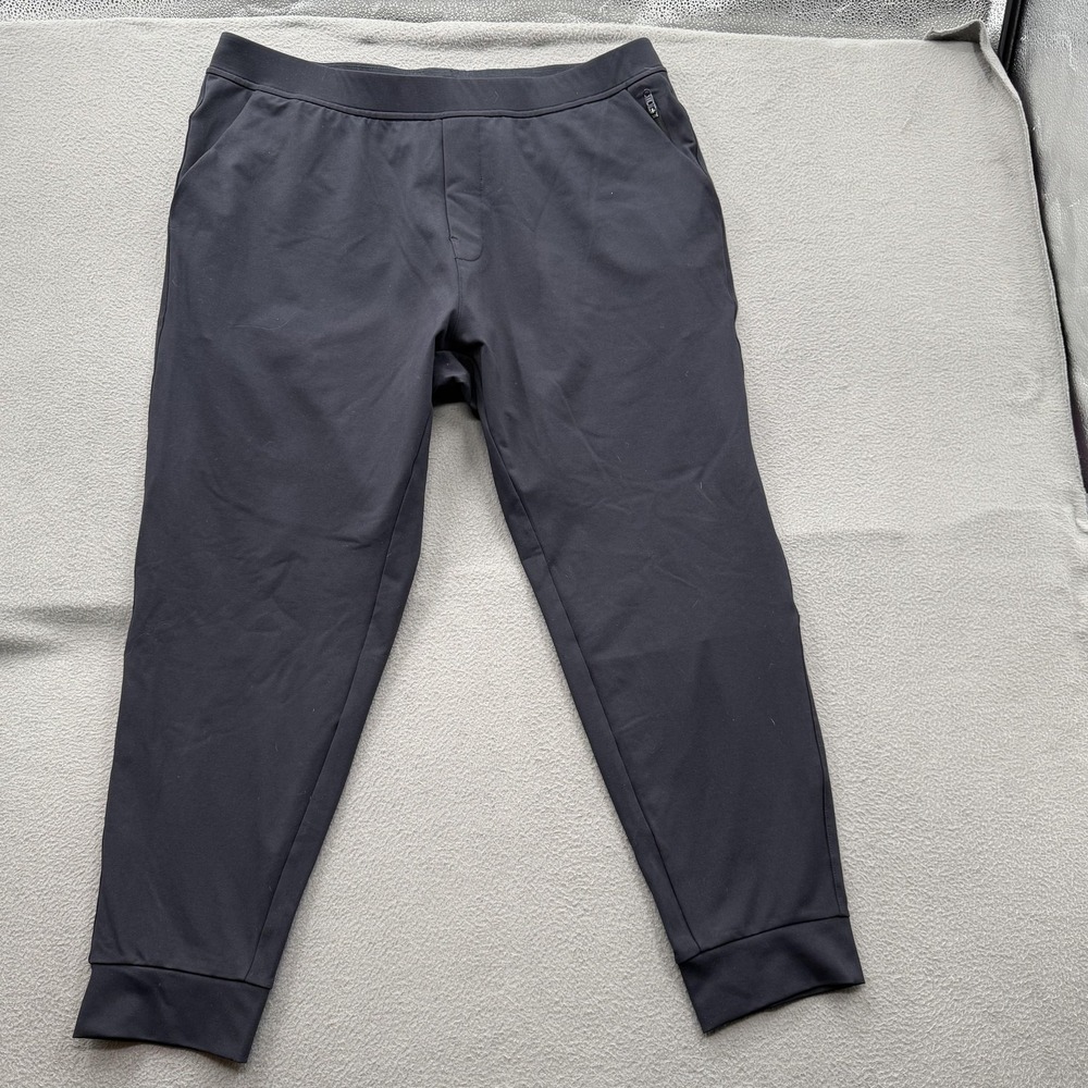 Public Rec Pants Mens 38x30 Black Joggers Stretch Elastic Waist Zip Pocket